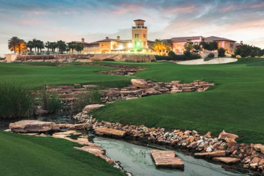 Clubhouse Evening View from 18th Hole on Earth Course